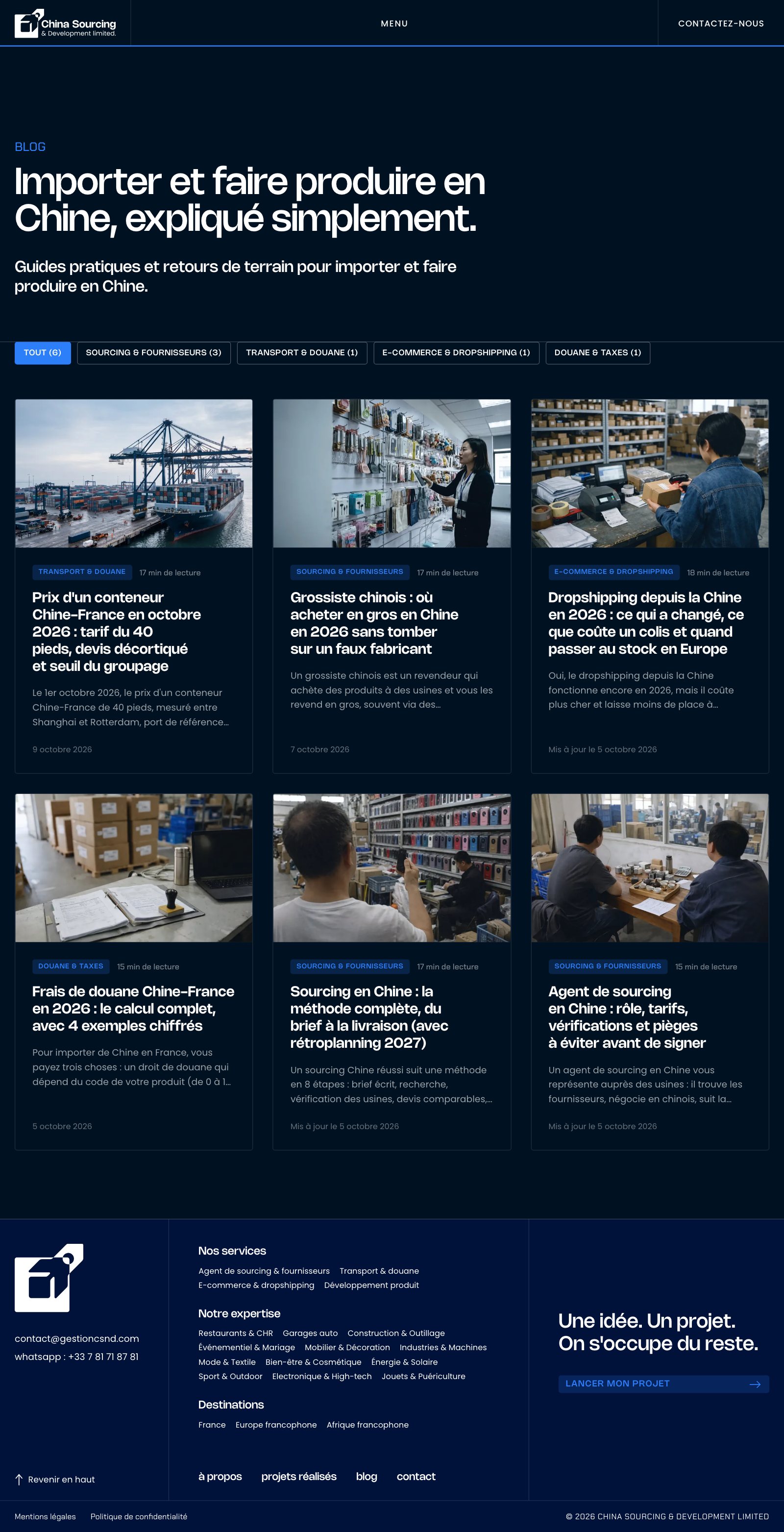 China Sourcing, page du blog