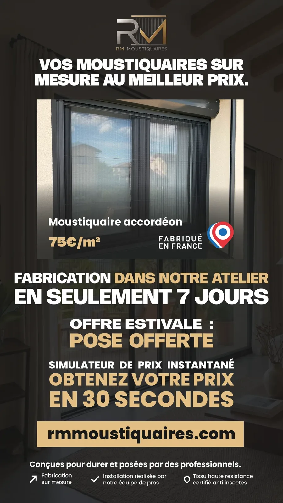 RM Moustiquaires, flyer au format story